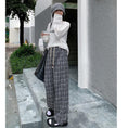 Load image into Gallery viewer, [Kumikumi Series] ★Casual Pants★ 2color Bottoms Trousers Casual Plaid Pattern Black Coffee Color Elastic Waist
