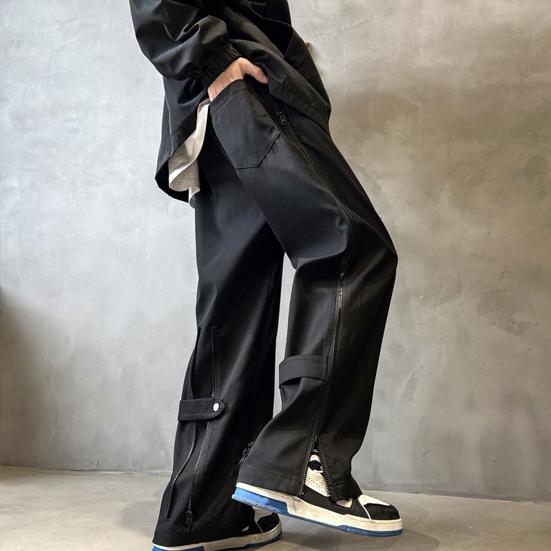 [Leonbinno Series] ★Casual Pants★ Brushed lining 2color Bottoms Pants Unisex Men's Light Gray Black