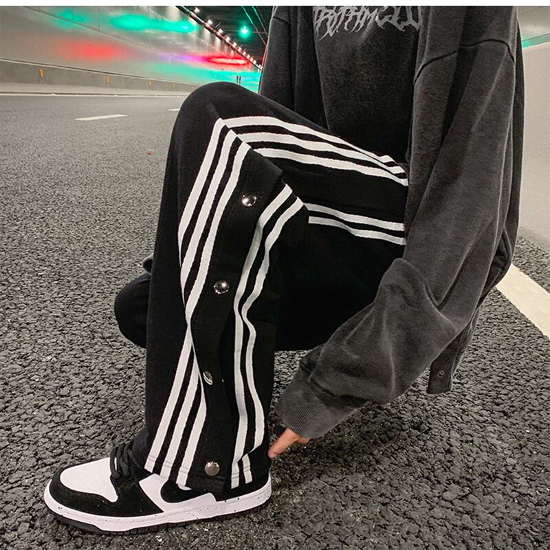 [HANLICHEN Series] ★Casual Pants★ 2color Bottoms Unisex Men's Vertical Stripes ML XL 2XL