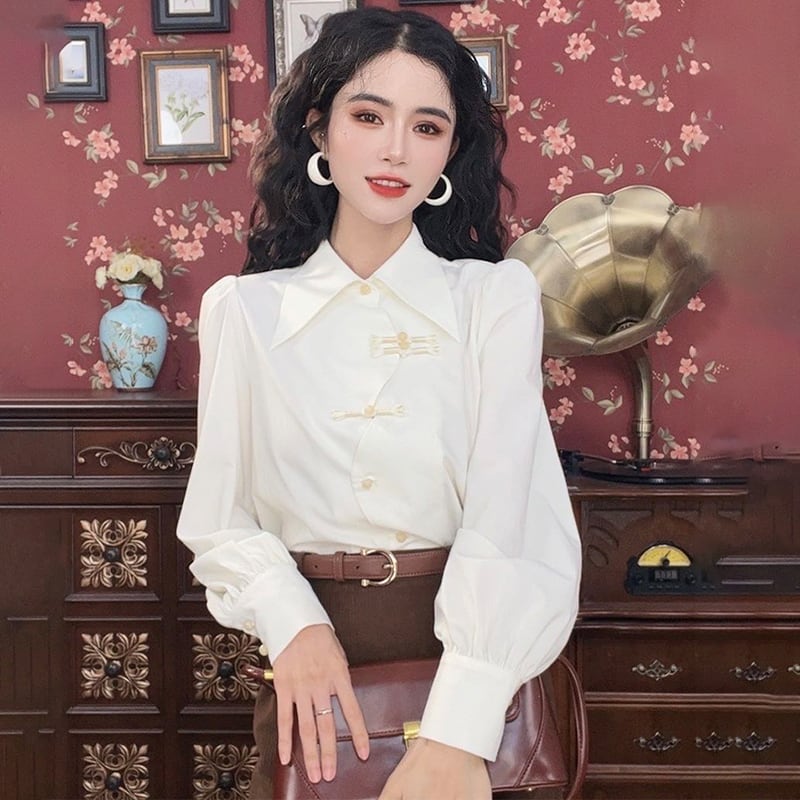 [Misslin Fashion Series]★Setup Single item order★ Chinese style shirt or skirt White Coffee color Date Commuting