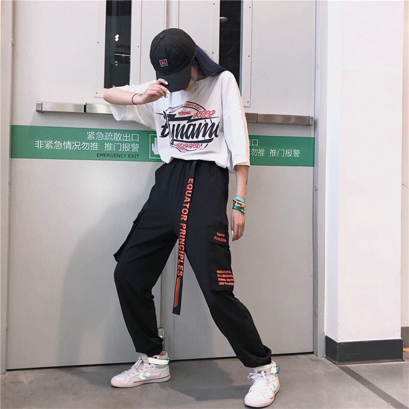 [Miyakoya Series] ★Casual Pants★ Sports Style Alphabet Bottoms Black Unisex Costume