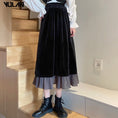 Load image into Gallery viewer, [Goran series] ★Long skirt★ Bottoms Velvet High waist Layered style Easy to match A-line
