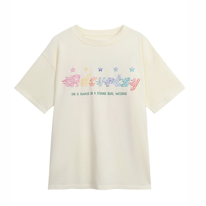 【KEKELIシリーズ】★Tシャツ★ トップス 可愛い レディースファッション 夏服 星 彩 可愛い 合わせやすい