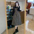 Load image into Gallery viewer, [Dong Xiaojie Series] ★Checked dress★ Large size, fake layered, slimming, retro, cute, easy to match
