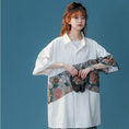 Load image into Gallery viewer, [High Series] ★Chinese-style shirt★ 2 colors, black or white, short sleeves, summer, embroidery, floral pattern, unisex, large size
