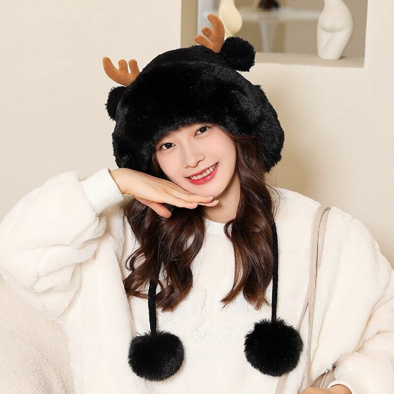 [YISHAN Series] ★ Hat ★ 6 colors selectable Cap Fluffy Deer antler Christmas New Year Thick Warm Cute