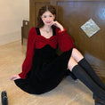 Load image into Gallery viewer, [Kodokuya Series] ★Dress★ Large size, slimming, fake layered, Christmas, New Year, red, black
