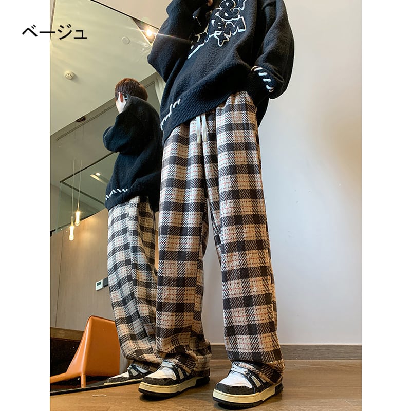 [CEXU Series]★Casual Pants★ Size M~9L 4color Bottoms Pants Unisex Men's Plaid Pattern Large Size