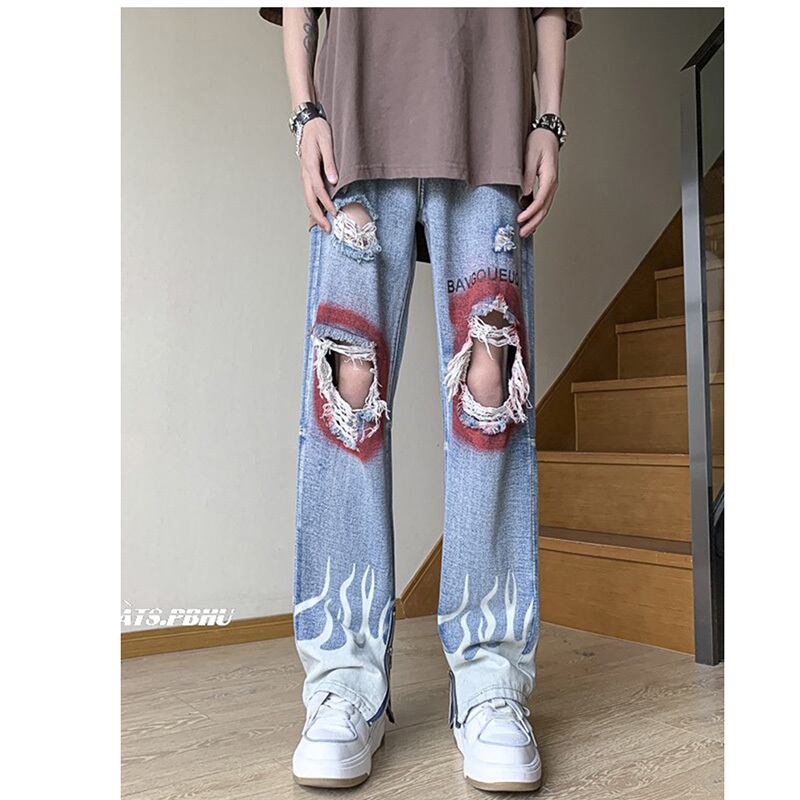 [YANDAN Series] ★Denim pants★ Bottoms, pants, unisex, men's, large size, fashion, distressed