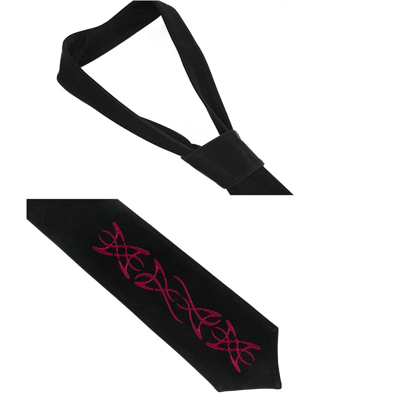 [Daiseiryusu Series] ★Tie★ Embroidery Accessory Unisex Women's Men's Original Black Black Unique PU