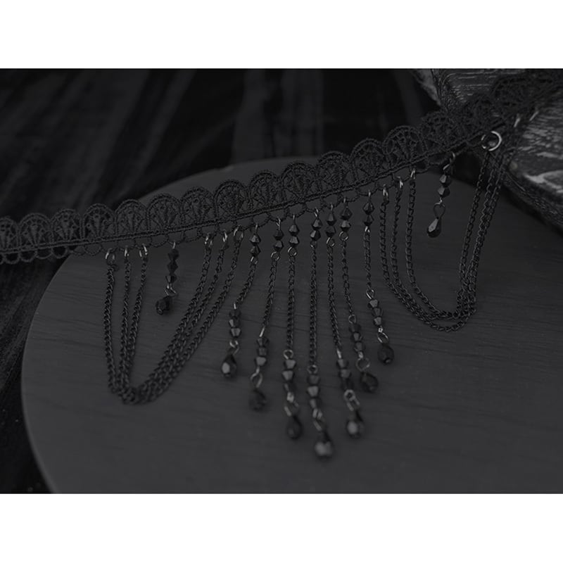 [Koseiryushu Series] ★Necklace★ Ladies Accessories Fringe Black Black Lace Sexy