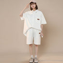 [CHAOMEICHEN series]★Setup★ 3color shirt + shorts summer clothes unisex men's white coffee color pink