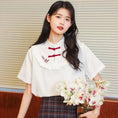 Load image into Gallery viewer, [MIANKAQI Series]★China style shirt★ Tops Chinese button summer clothes short sleeve shirt cute white white
