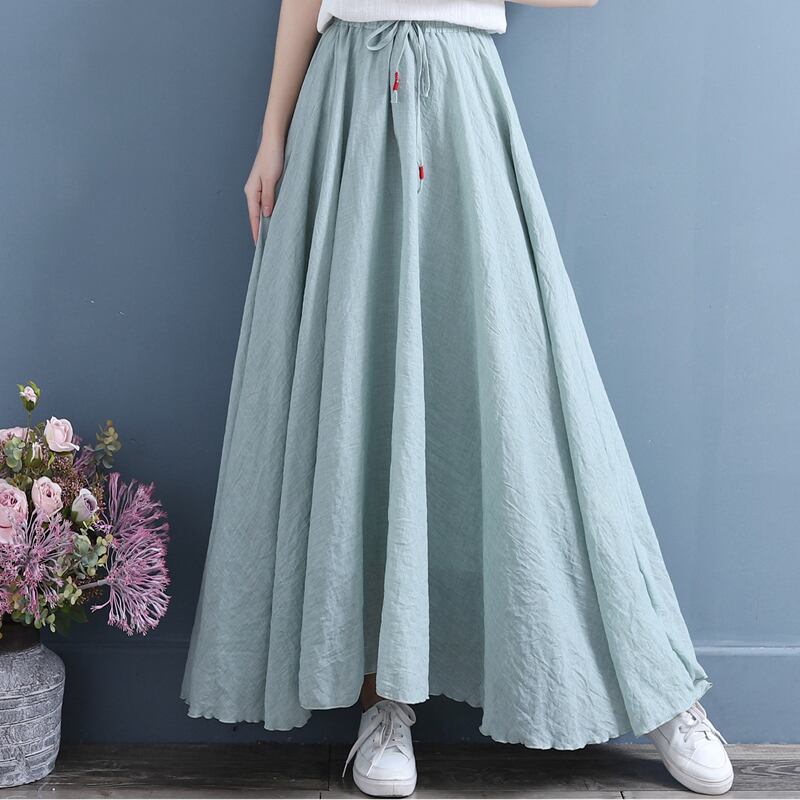 [Qing series] ★China style skirt★ 4color bottoms cotton linen plain simple easy to match