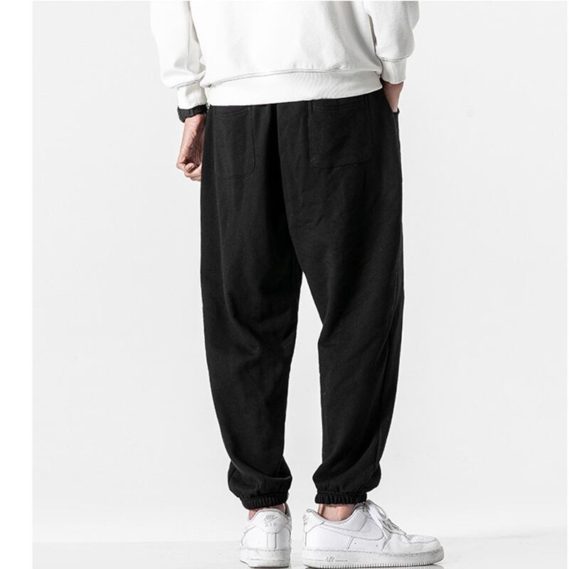 [BIGEMAN Series] ★Casual Pants★ 4color Nine-quarter length Bottoms Pants Unisex Men's Large Size Plain Black Blue Gray