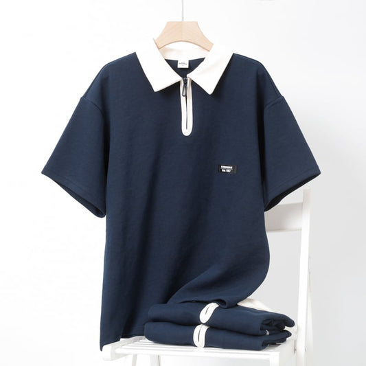 [Konamioka Series] ★POLO Shirt★ Tops Unisex Men's Simple Navy Blue Easy to match for commuting to work or dates