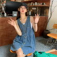 Load image into Gallery viewer, [XIAOXIN Series]★Dress★Sleeveless Women's Fashion V-neck Short Length Denim
