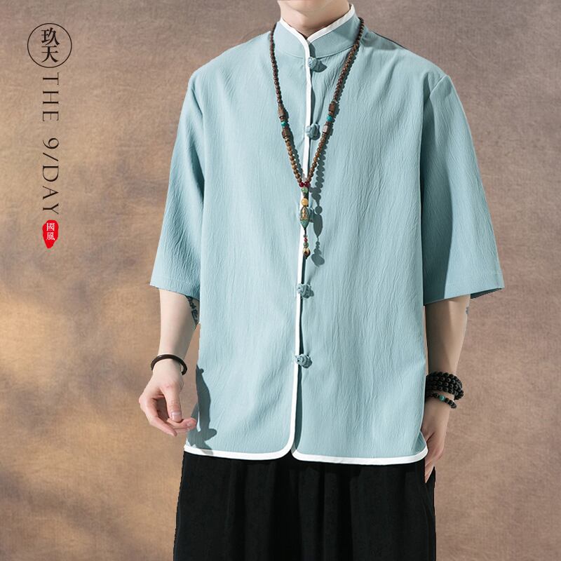 [JIUTIAN Series]★China style shirt★ Tops 3color Unisex Men's Large Size Simple Casual