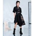 Load image into Gallery viewer, [Kyoto series]★China style dress★ Embroidery irregular unique design cool black black
