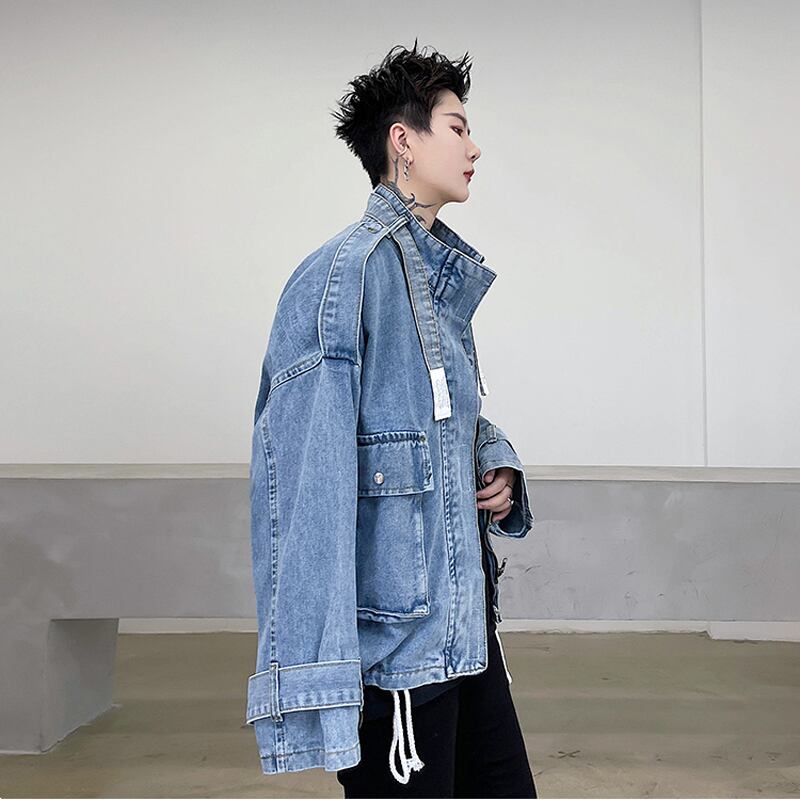 [Kouisha Series]★Denim Jacket★ Outerwear Unisex Men's Blue Blue SML XL Cool