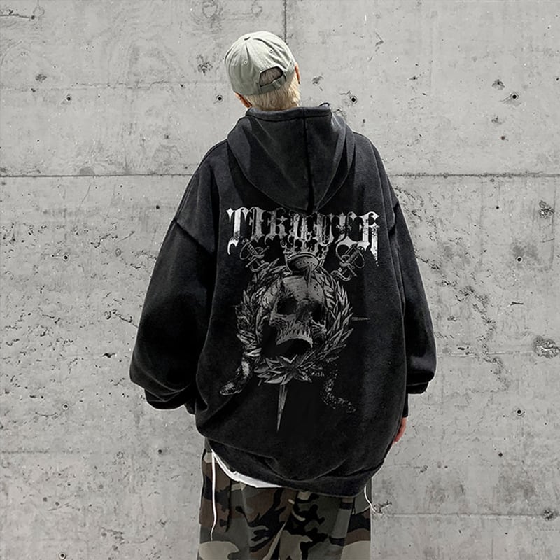 [Wong Port Series] ★Parker★ Tops Unisex Men's Skull Large Size Cool Harajuku Style