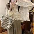 Load image into Gallery viewer, [Saikusou Series] ★Sweater★ 3color Knit Tops Openwork Mini Length Loose V Neck Beige Simple
