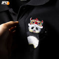 Load image into Gallery viewer, [JPYZ Series] ★China Style Tops★ POLO Shirt Embroidered Panda Cute Unisex Men's Black Short Sleeve
