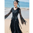 Load image into Gallery viewer, [Daiseiryusu Series] ★One Piece★ Lace Hat is removable Designed Black Black Long length
