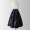 Load image into Gallery viewer, [MOERBEN Series]★Skirt★ Bottoms High Waist Dragonfly Print Large Size Navy Blue
