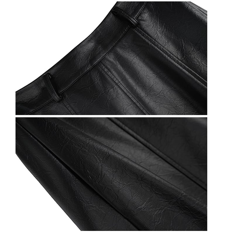 [Daiseiryusu Series]★Skirt★ PU Bottoms Long Length Plain High Waist Black Easy to match