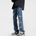 Load image into Gallery viewer, [BIGEMAN Series]★Denim Pants★ Unique Bottoms Trousers Men's Large Size Distressed Blue Blue
