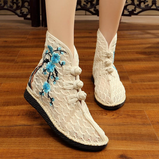 [Aki Tatsu Series]★Embroidered shoes★ 3color Handmade shoes Chinese shoes Ethnic style Lace Temperament enhancing shoes Size 34-40