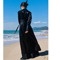 Load image into Gallery viewer, [Da Qinglong Shu Series] ★Chinese style dress + belt★ Long length Chinese clothes Improved Han clothes V neck Switching Black Black
