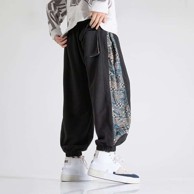 [Mowensai Series] ★Casual Pants★ 3 Colors Unisex Men's Switching Black Brown White