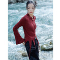 Load image into Gallery viewer, [Big Blue Dragon Series] ★China style tops★ Shirt, irregular, slimming, easy to match, wine red, red
