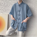 Load image into Gallery viewer, [YISHUO Series]★Chinese style shirt★ 2color Unisex Men's Large Size Denim Shirt Chinese Clothes Blue
