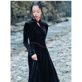 Load image into Gallery viewer, [Daiseilongshu Series] ★China-style dress★ Improved cheongsam dress, velvet, color scheme, slimming, switching
