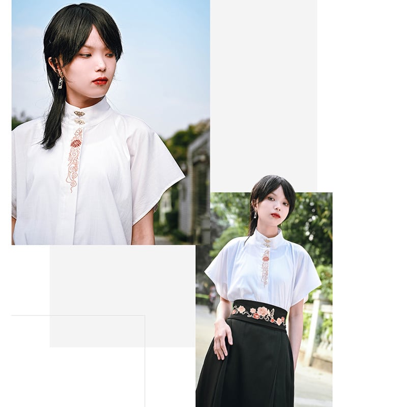 [Ancient monster --- butterfly effect series] ★China style top★ Blazer short sleeve embroidery butterfly short length black black