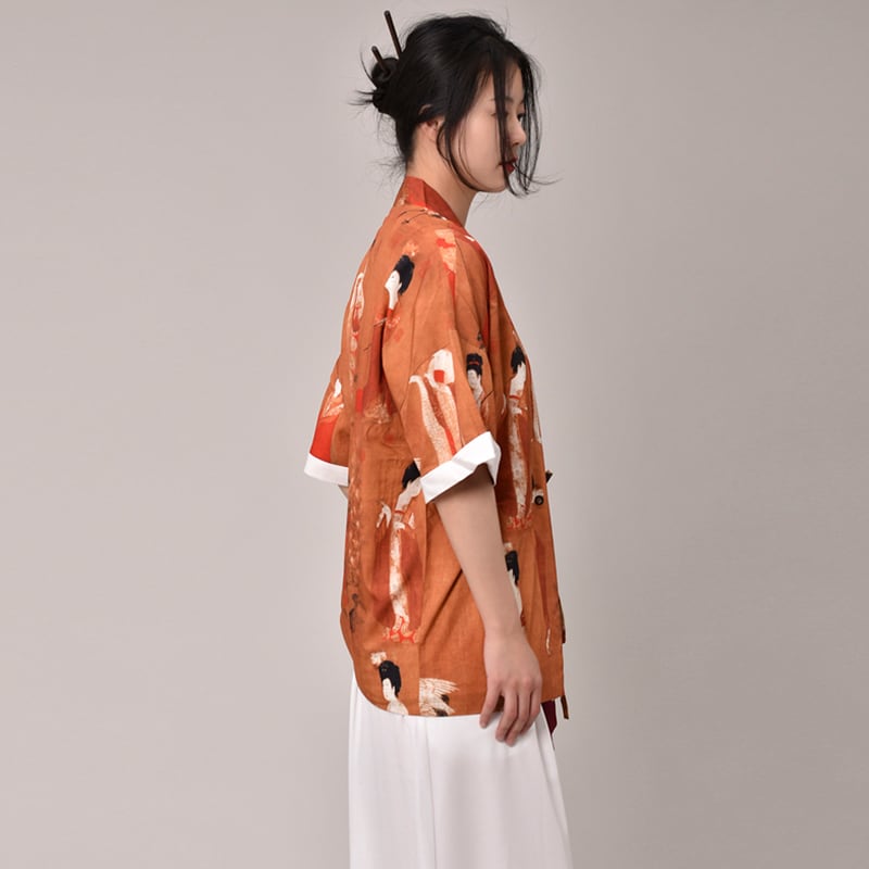 [Mowensai Series] ★China style happi coat★ Tops, thin outerwear, unisex, men's, large size, personality pattern, unique