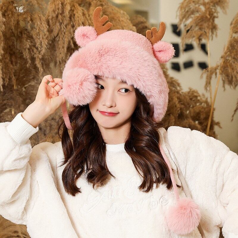 [YISHAN Series] ★ Hat ★ 6 colors selectable Cap Fluffy Deer antler Christmas New Year Thick Warm Cute