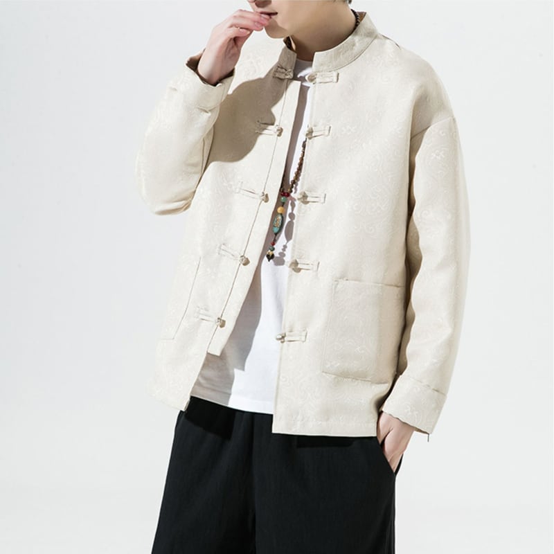 [PINZHI Series]★China style jacket★ 2color outerwear unisex men's large size black beige Chinese clothing