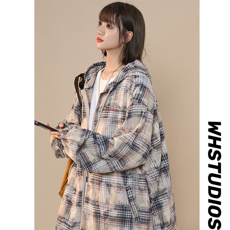 [Fujiiman Series] ★Jacket★ 3color Tops Outerwear Unisex Men's Large Size Plaid Pattern Loose