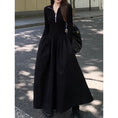 Load image into Gallery viewer, [JIFEI Series] ★Dress★ Switching Simple Long Length Cute Slimming Easy to Match Black Black
