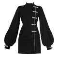 Load image into Gallery viewer, [Humanity series] ★China style dress★ Puff sleeves Chinese button short length black black slim sexy
