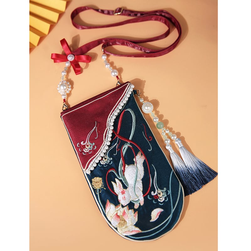 [Saiun Inki Series] ★China style bag★ Shoulder bag with decorations cute embroidery rabbit rabbit