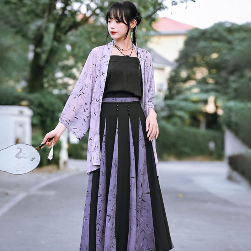 [Kokaisha --- Bamboo Series] ★China-style happi coat★ Thin outerwear Sun protection chiffon Original Purple