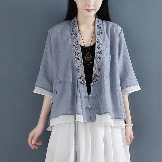 [Qing Series]★Chinese style tops★ 5color Happi coat Chinese clothing Improved Tang suit Blue green Blue Pink White Navy