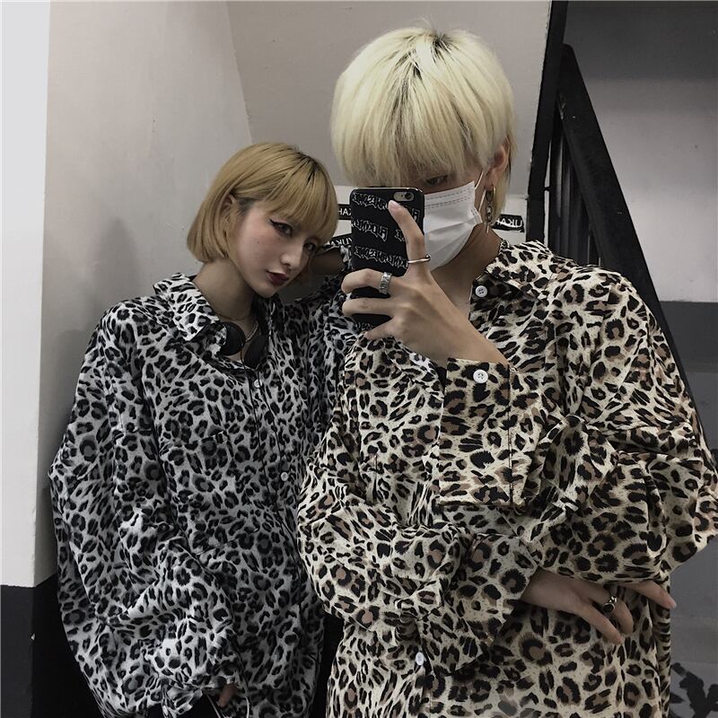 [Mapogo Series] ★Retro Shirt★ Leopard Print Tops Harajuku Style Fashion Easy to Match Couple Clothes