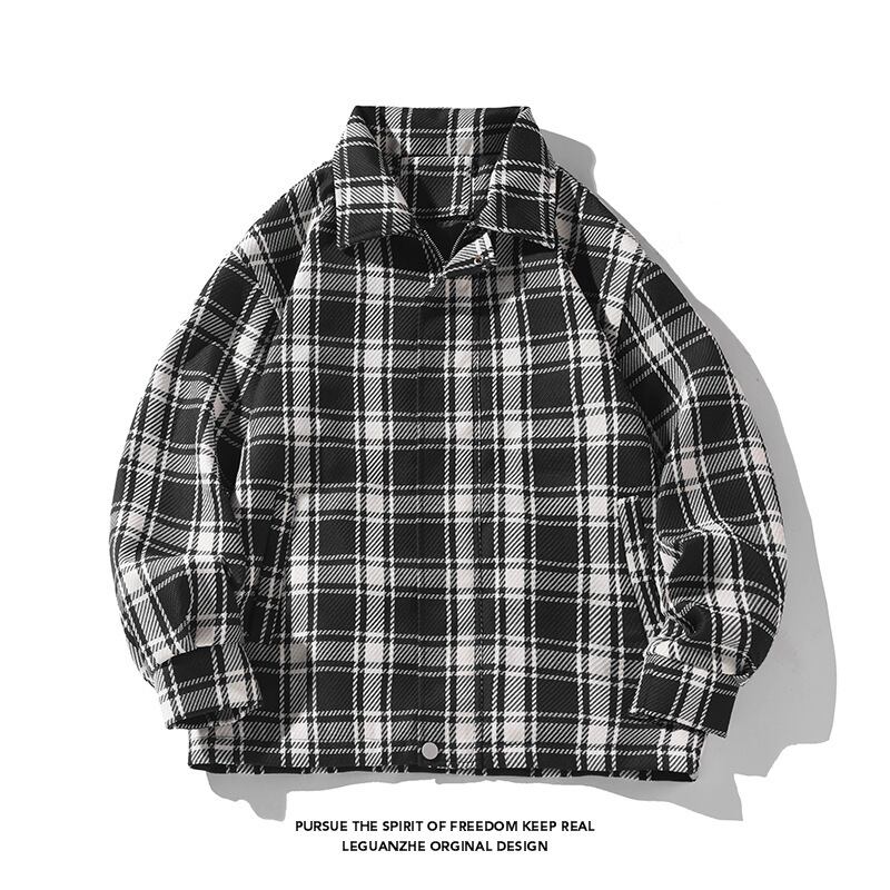 [BIGEMAN Series]★Jacket★ 2color outer plaid pattern unisex men's black white