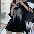 Load image into Gallery viewer, [MANBAO series] ★T-shirt★ Tops, short sleeve T-shirt, off-the-shoulder summer clothes, butterfly, cute, black, black, sexy
